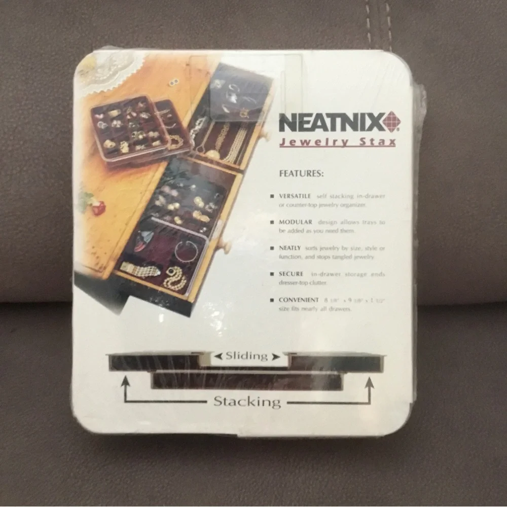 NEATNIX Jewelry Stax 9 Compartment Slots Organizer Burgundy Sealed NEW Stacking